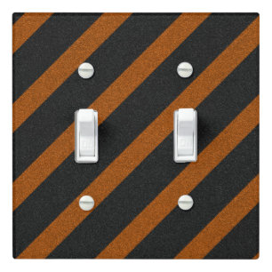 Orange & Black Stripes Glitter Light Switch Cover