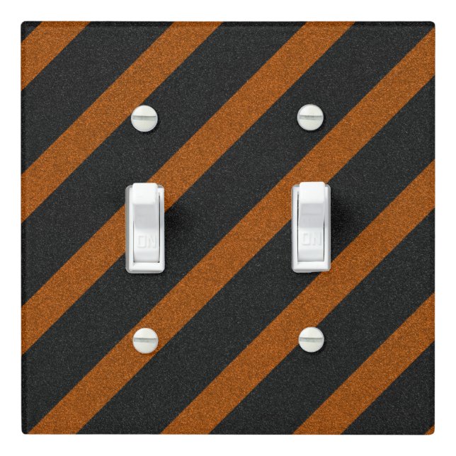 Orange & Black Stripes Glitter Light Switch Cover (In Situ)