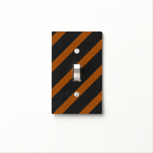Orange & Black Stripes Glitter Light Switch Cover