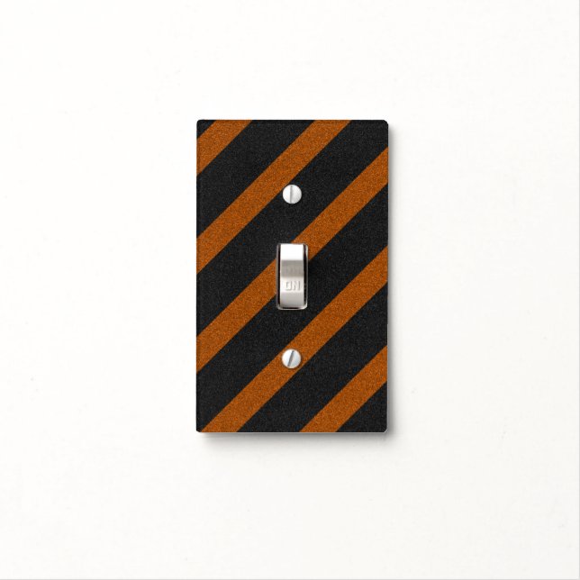 Orange & Black Stripes Glitter Light Switch Cover (In Situ)