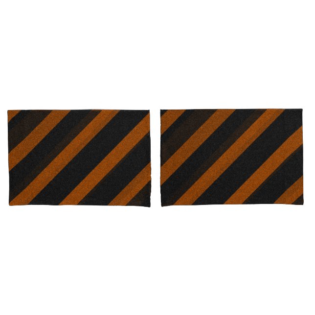 Orange & Black Stripes Glitter Pillow Case (Front-Set)