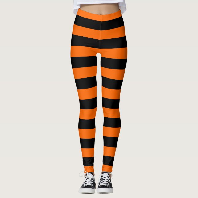 Orange/Black Stripes Leggings (Front)