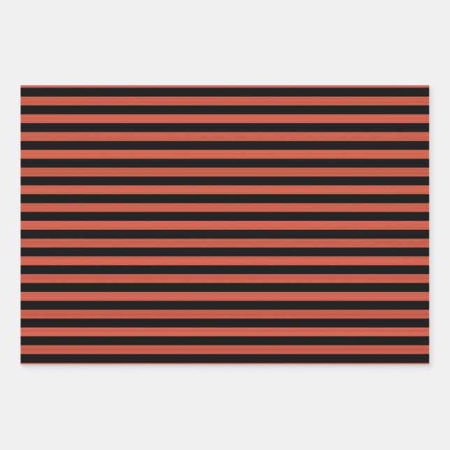 Orange Black Stripes Seamless Pattern Wrapping Paper Sheets (Front)