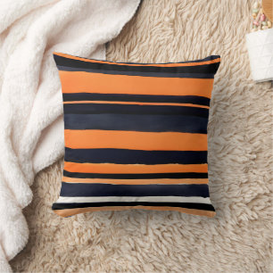 Orange Black Stripes Throw Pillow