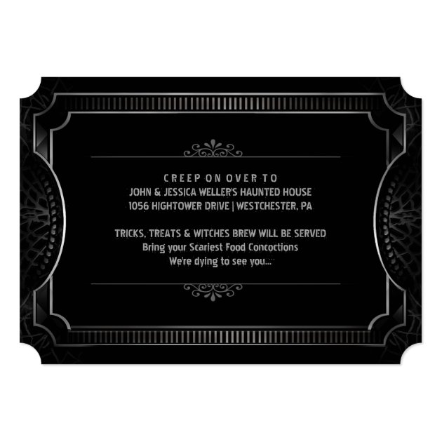 Orange & Black Surprise Halloween Party Ticket Invitation