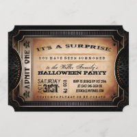 Orange & Black Surprise Halloween Party Ticket