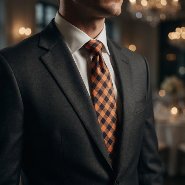 Orange Black Symmetrical Neck Tie (Creator Uploaded)