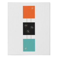 Orange Black Teal Squares Starburst Mid Century