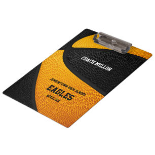 orange black team colors basketball coach name clipboard