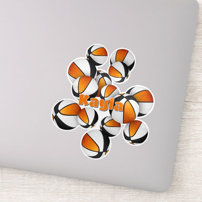 orange black team colors basketballs player name sticker (Detail)