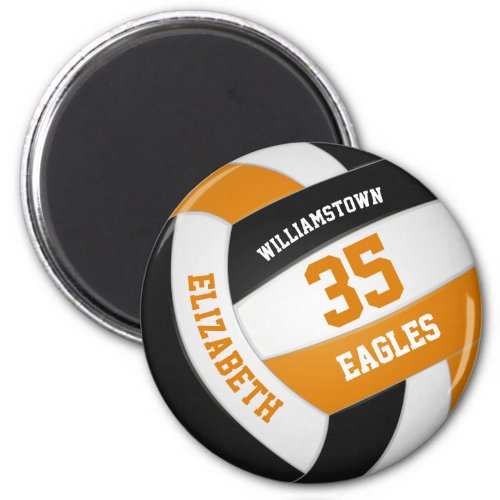 orange black team colors girls boys volleyball magnet