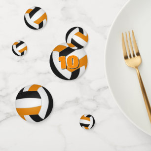 orange black team colors kids volleyball party confetti