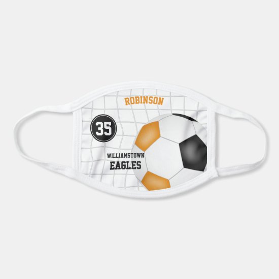 orange black team colors player name soccer face mask