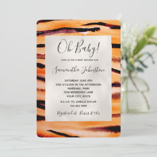 Orange Black Tiger Animal  Invitation