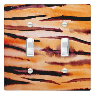 Orange Black Tiger Animal Print Light Switch Cover