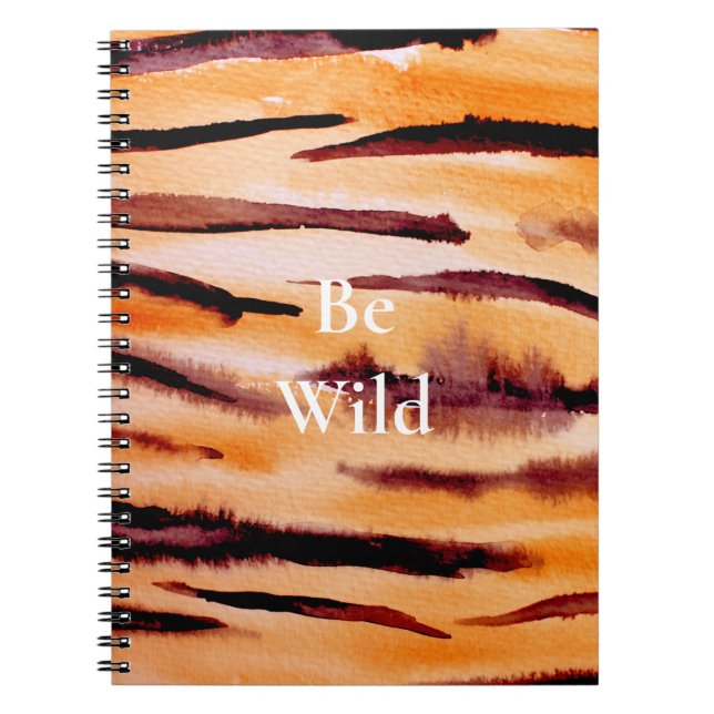 Orange Black Tiger Animal Print Notebook (Front)