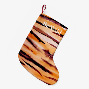 Orange Black Tiger Animal Print Small Christmas Stocking