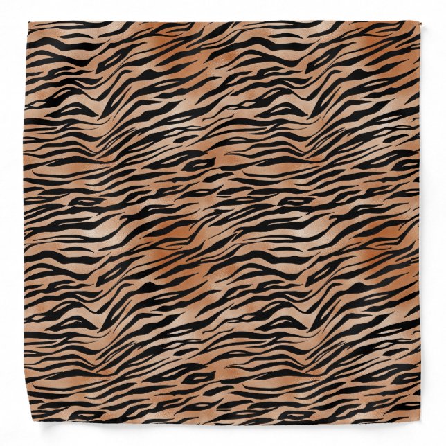 Orange Black Tiger Print Bandana (Front)