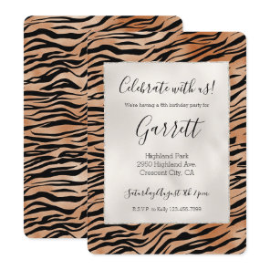 Orange Black Tiger Print Invitation