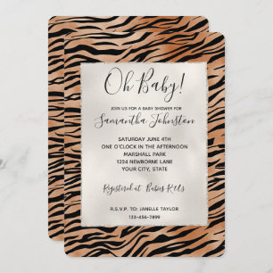 Orange Black Tiger Print Invitation
