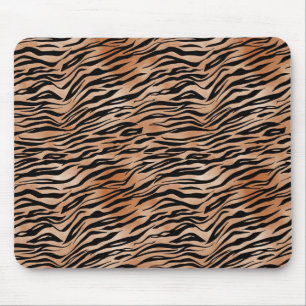 Orange Black Tiger Print Mouse Pad