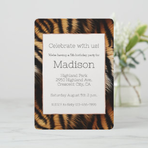 Orange Black Tiger Stripes Animal Birthday Invitation
