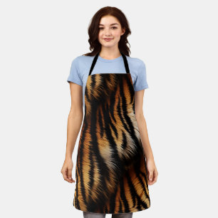 Orange Black Tiger Stripes Animal Print Apron