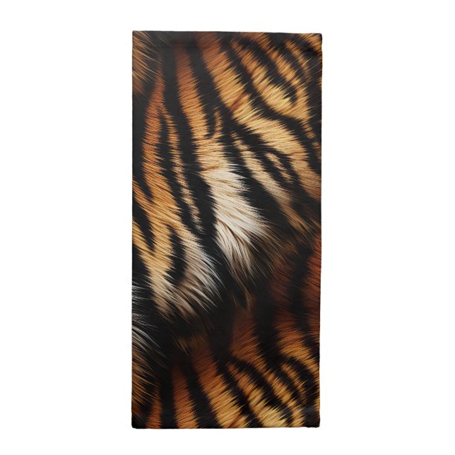 Orange Black Tiger Stripes Animal Print Cloth Napkin (Half Fold)