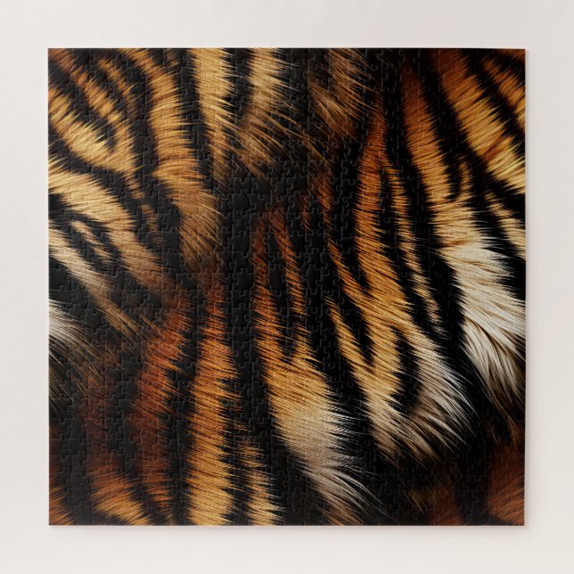 Orange Black Tiger Stripes Animal Print Jigsaw Puzzle (Vertical)