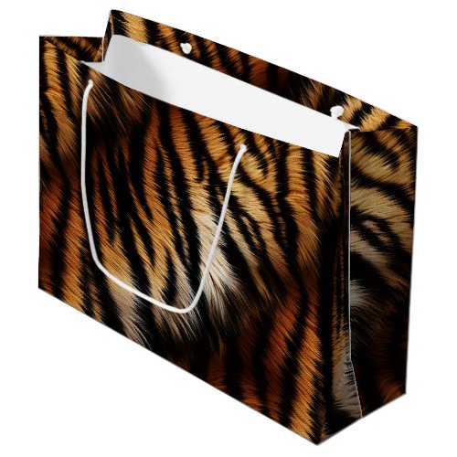 Orange Black Tiger Stripes Animal Print Large Gift Bag