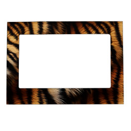Orange Black Tiger Stripes Animal Print Magnetic Frame