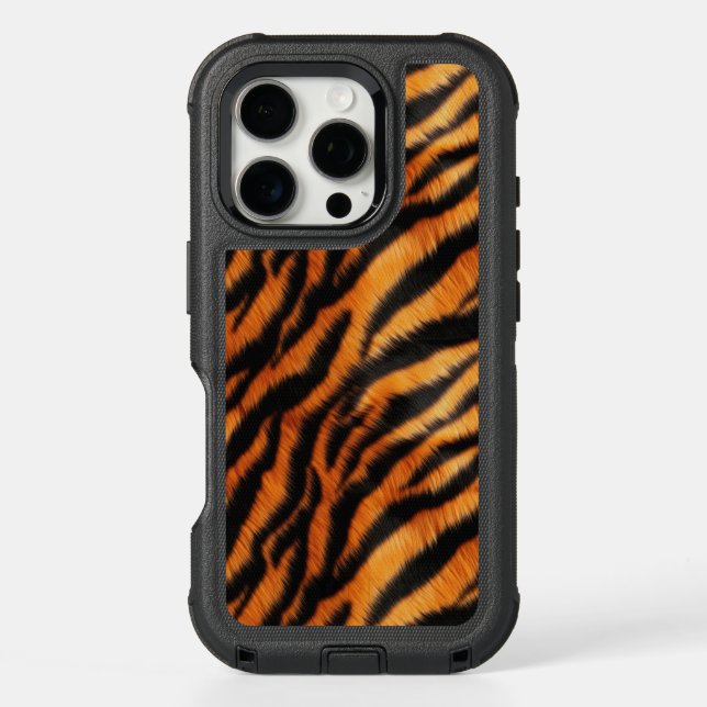 Orange Black Tiger Stripes Animal Print Otterbox iPhone Case (Back)