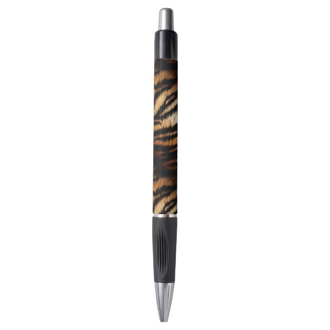 Orange Black Tiger Stripes Animal Print Pen (Front Vertical)