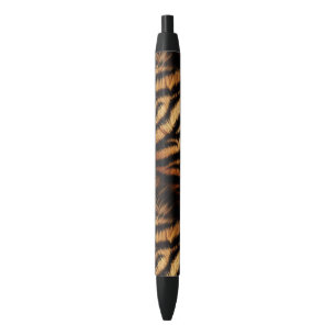 Orange Black Tiger Stripes Animal Print Pen