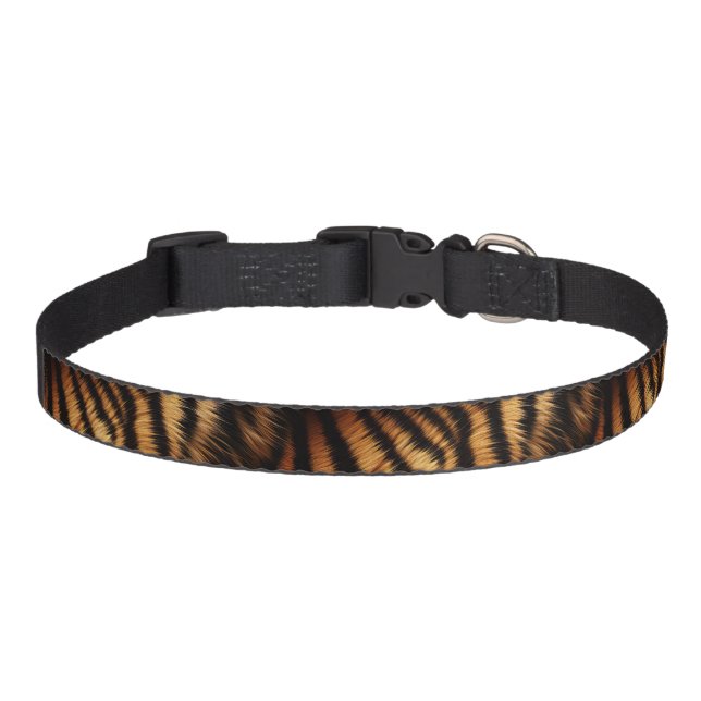 Orange Black Tiger Stripes Animal Print Pet Collar (Front)