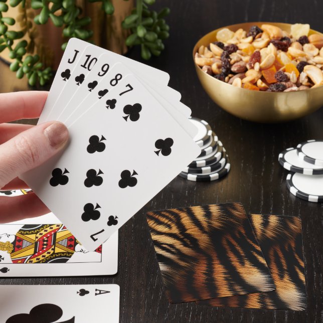 Orange Black Tiger Stripes Animal Print Poker Cards (In Situ)