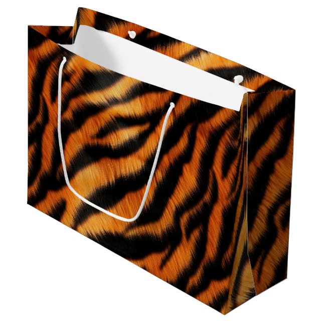 Orange Black Tiger Stripes  Large Gift Bag (Front Angled)