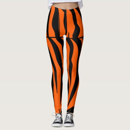Orange Black Tiger Stripes Leggings
