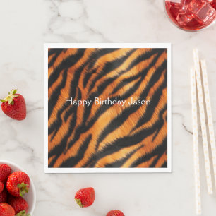 Orange Black Tiger Stripes Napkins