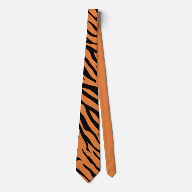 Orange & Black Tiger Stripes Necktie – Bold Animal (Front)