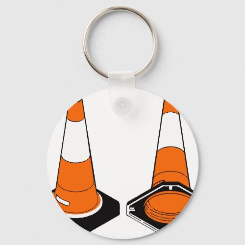 orange black  Traffic cones safety pylons Keychain