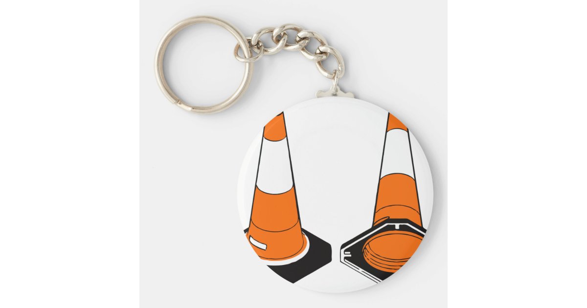 orange black Traffic cones safety pylons Keychain