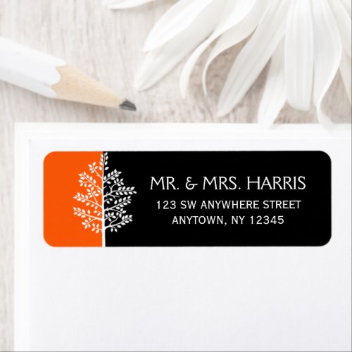 Orange Black Tree of Life Bar Mitzvah Address Label