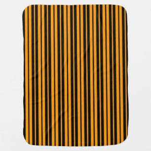 Orange Black Vertical Stripes Pattern Design Baby Blanket