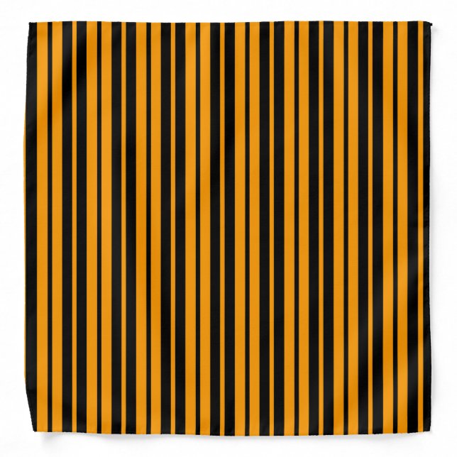 Orange Black Vertical Stripes Pattern Design Bandana (Front)