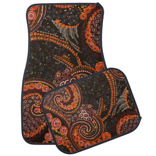 Orange black vintage Car Floor Mats Full Set