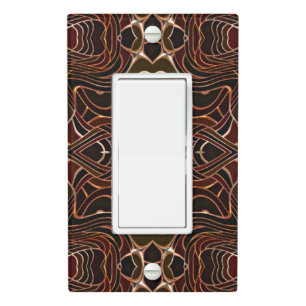 Orange Black Vintage Retro Nouveau Deco Pattern Light Switch Cover