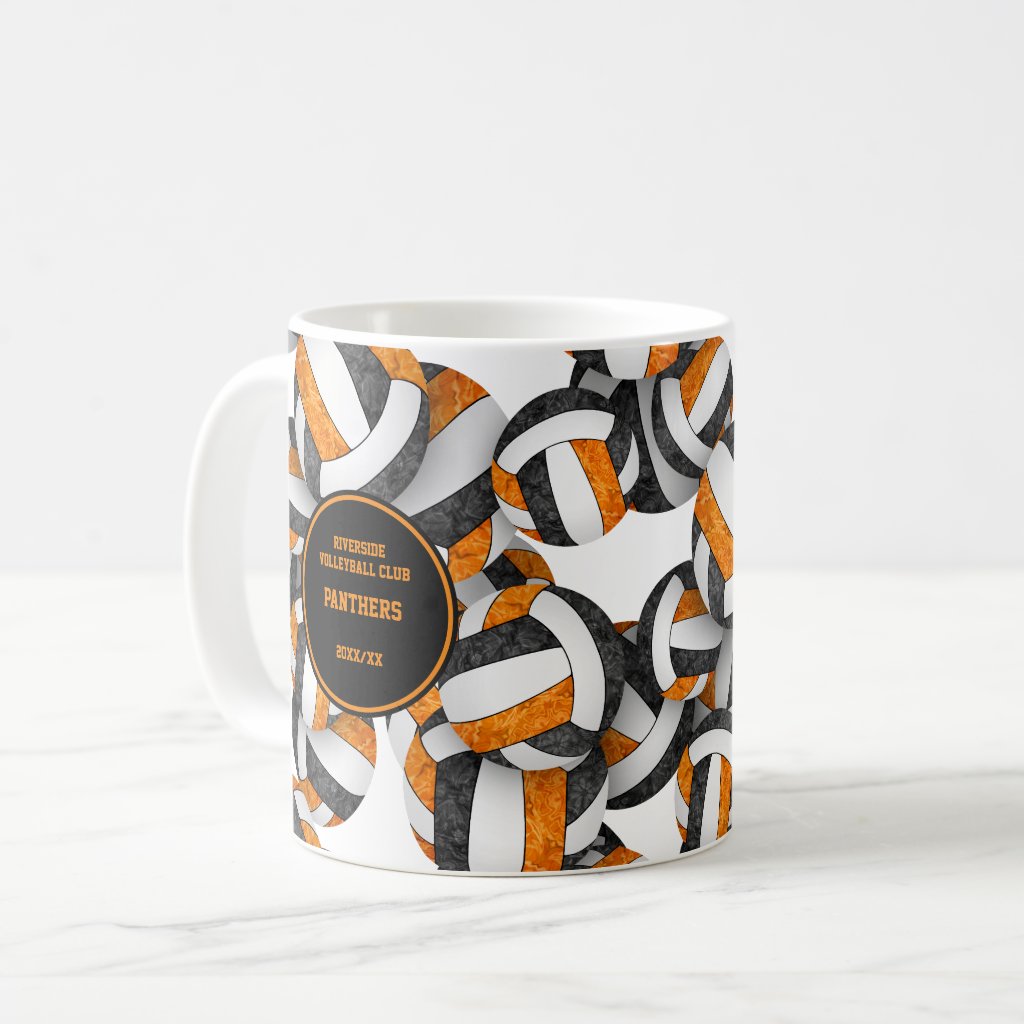 orange black volleyball team colors coach name coffee mug