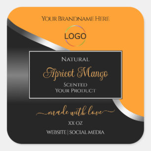 Orange Black Wavy Silver with Logo Product Labels