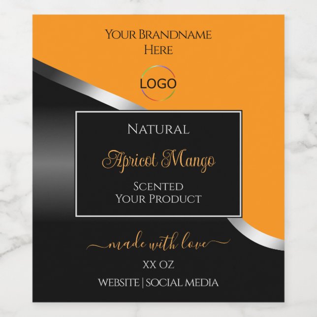 Orange Black Wavy Silver with Logo Product Labels (Single Label)